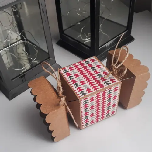 Caixa Bala Papel Kraft para Lembrancinha de Natal