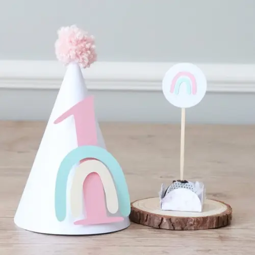 Chapéu de festa Arco-ìris boho chic rosa