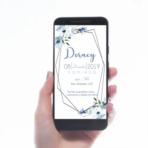CONVITE DIGITAL FLORAL AZUL 30 ANOS