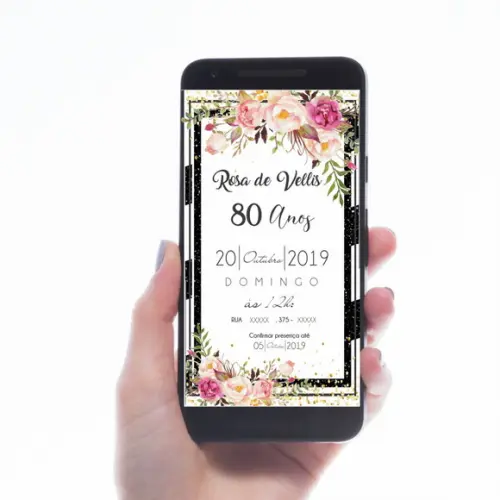 CONVITE DIGITAL LISTRADO FLORAL