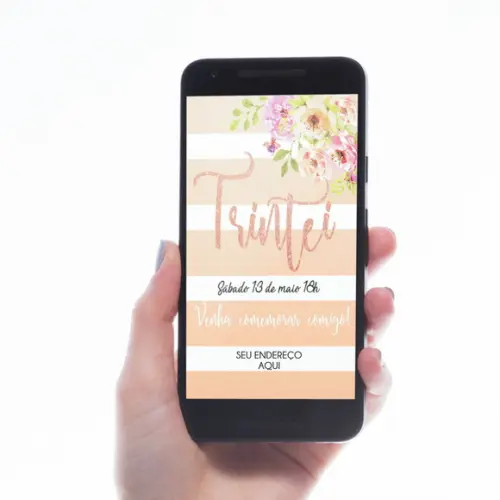 CONVITE DIGITAL LISTRADO FLORAL ROSÉ