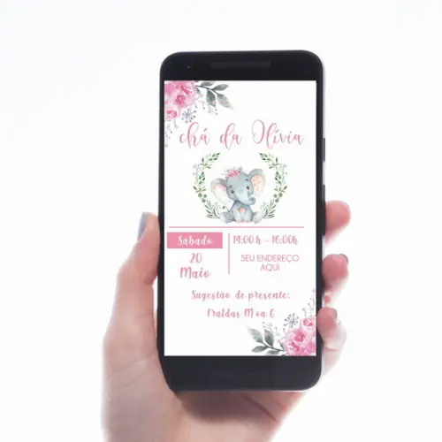 CONVITE DIGITAL PARA CHÁ DE BEBÊ ELEFANTINHO