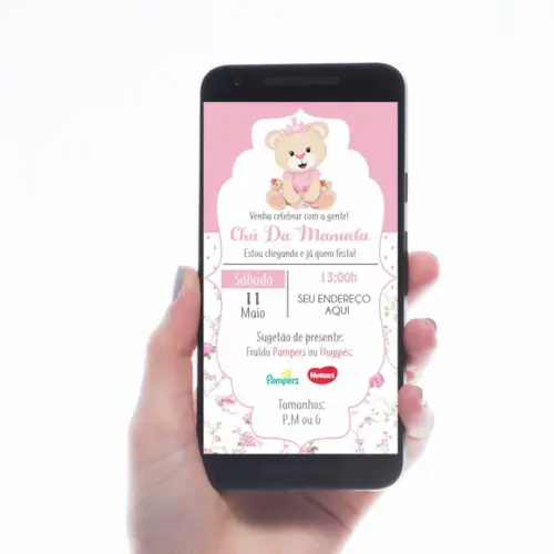 CONVITE DIGITAL PARA CHÁ DE BEBÊ URSINHA