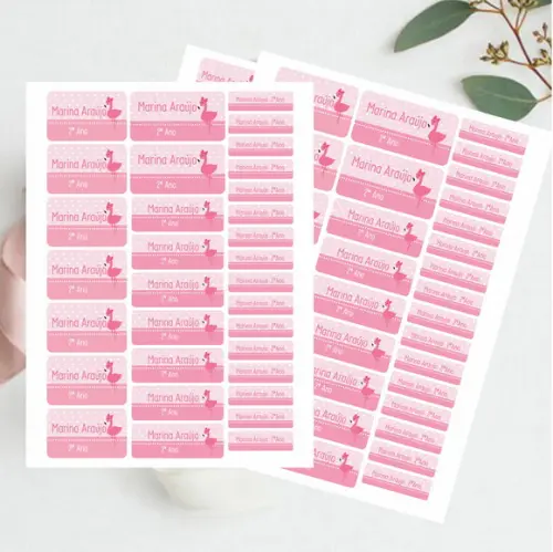 Etiquetas para Material Escolar Flamingo