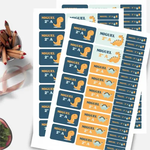 Etiquetas para Material Escolar Dinossauro