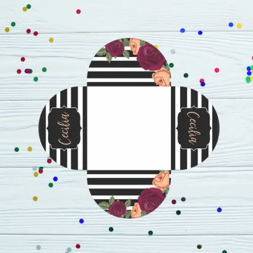 Forminha para Doces floral com listras marsala