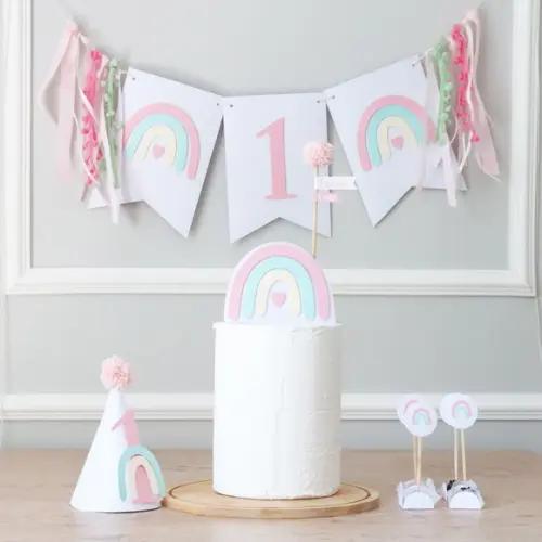 Kit Festa ou Mesversário - Arco - Ìris Boho Chic Rosa