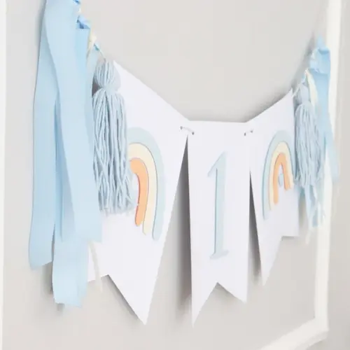 Kit Mesversário - Arco-ìris Boho Chic Azul