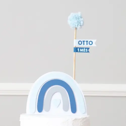 Kit Mesversário - Arco-ìris Boho Chic Azul Marinho