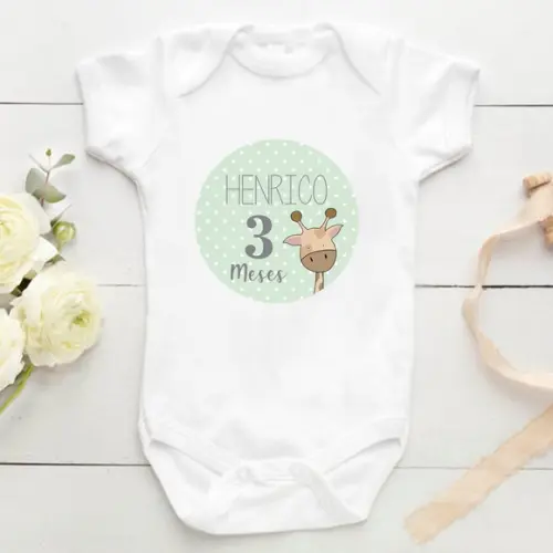 Kit mesversário 12 adesivos para body Animais