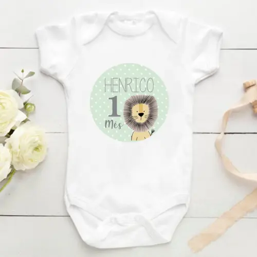 Kit mesversário 12 adesivos para body Animais