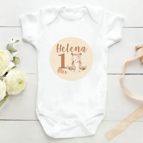 Kit mesversário 12 adesivos para body animais do bosque