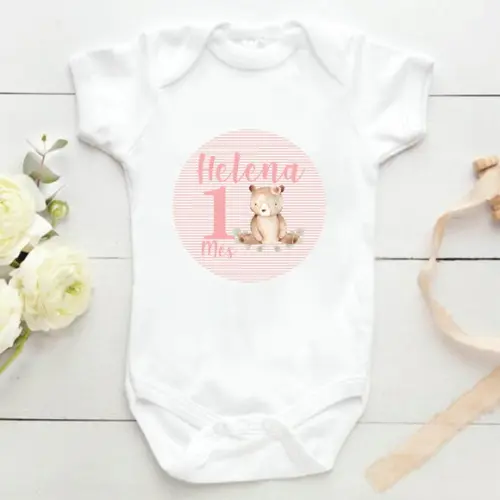 Kit mesversário 12 adesivos para body animais do bosque