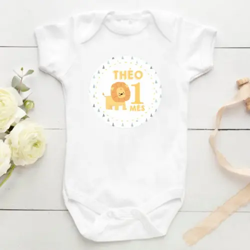 Kit mesversário 12 adesivos para body Leão