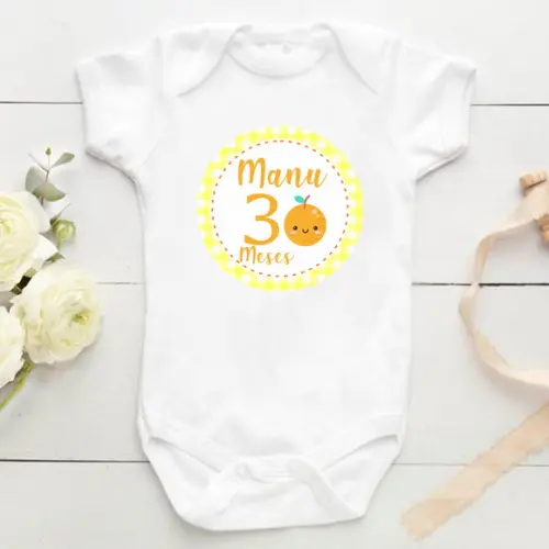 Kit mesversário 12 adesivos para body Frutas