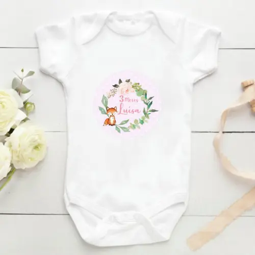 Kit mesversário 12 adesivos para body Menina Woodland