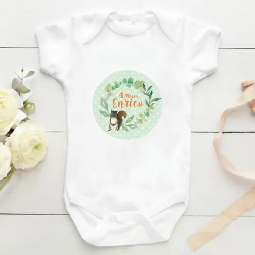 Kit mesversário 12 adesivos para body Menino Woodland
