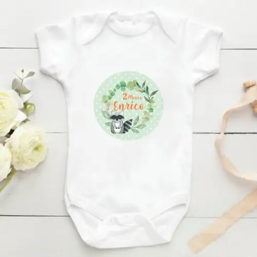 Kit mesversário 12 adesivos para body Menino Woodland