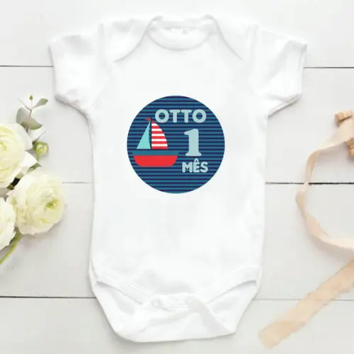 Kit mesversário 12 adesivos para body Náutico Marinheiro