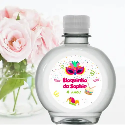 Rótulo para Garrafa de água 300ml Carnaval