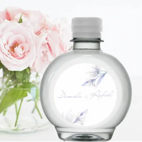 Rótulo para Garrafa de Água Casamento Floral Azul Serenity