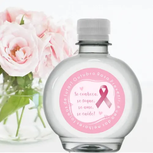 Rótulo para Garrafa de Água Outubro Rosa