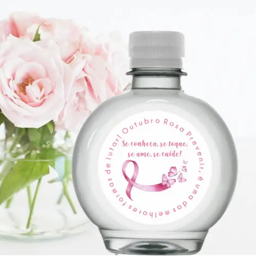 Rótulo para Garrafa de Água Outubro Rosa