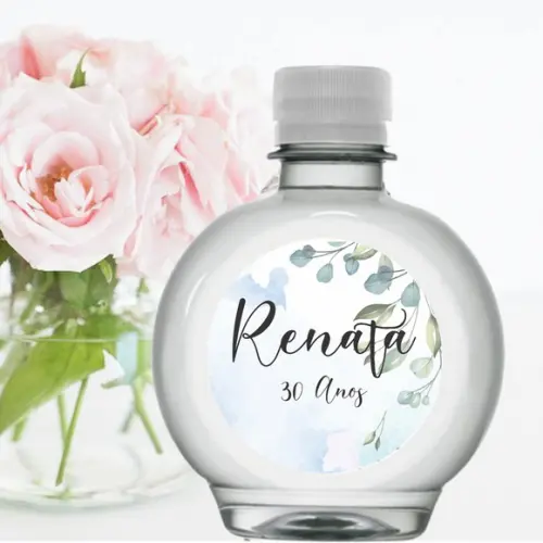 Rótulo para Garrafa de água Folhagem Floral
