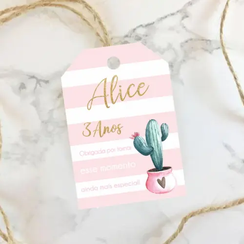 Tag de agradecimento Aniversário cactos