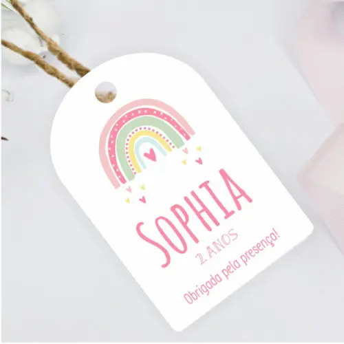 Tag de agradecimento Arco-Íris boho