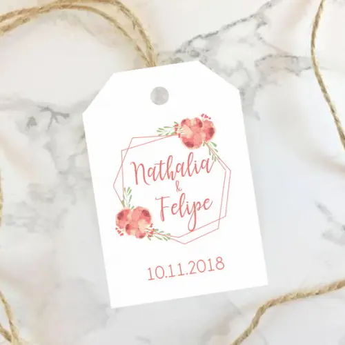 Tag de Agradecimento Casamento Living Coral