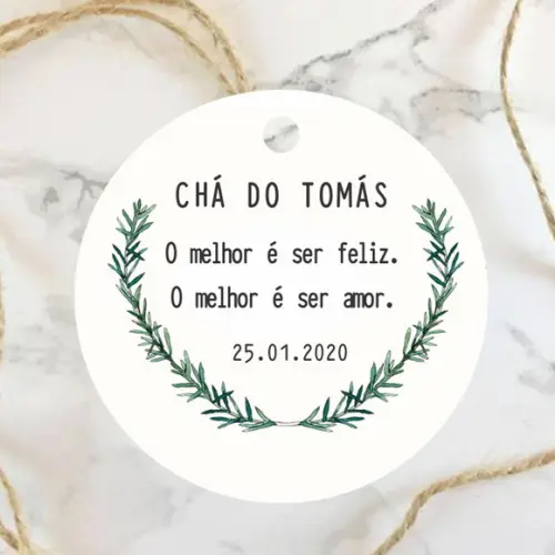 Tag de Agradecimento chá de bebê botânico folhagem