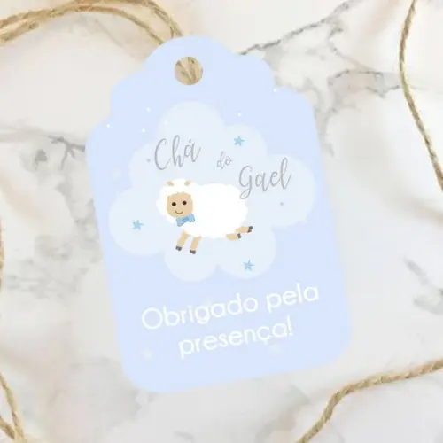 Tag de agradecimento chá de bebê Ovelhinha