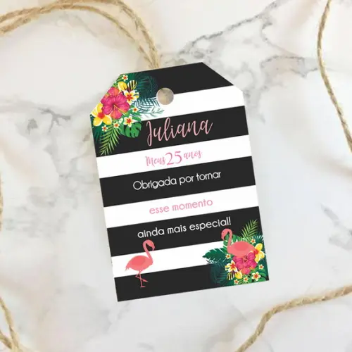 Tag de agradecimento flamingo