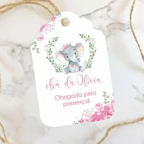 Tag de agradecimento para Chá de Bebê Elefantinho