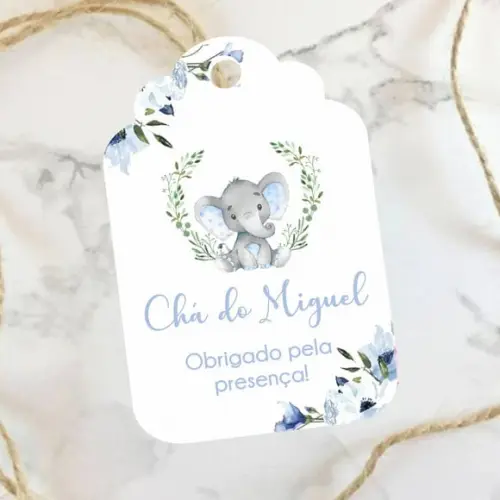 Tag de agradecimento para Chá de Bebê Elefantinho