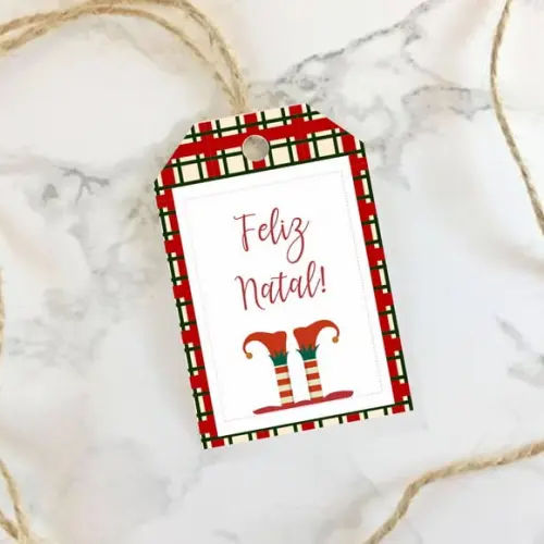 Tag de Natal xadrez vermelho