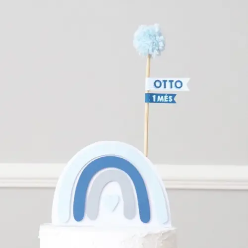 Topo de bolo - Arco-ìris Boho chic Azul Marinho
