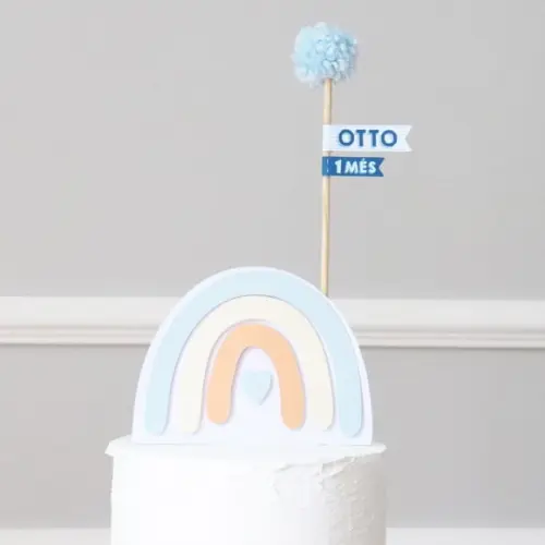Topo de bolo - Arco-ìris Boho chic Azul