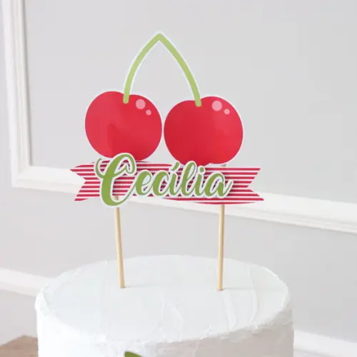Topo de Bolo Piquenique, quitandinha, frutinhas