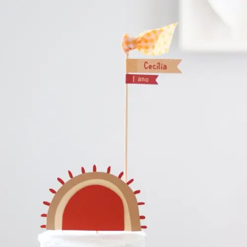 Topo De Bolo Sol Boho - Primeira Volta Ao Sol