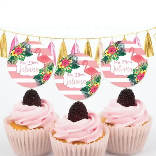 Topper para doces flamingo