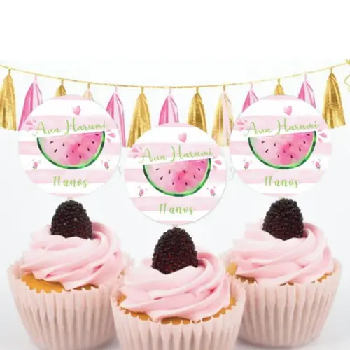 Topper para doces Melancia Aquarela