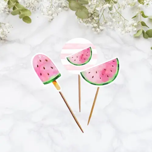 Topper para doces Melancia Aquarela