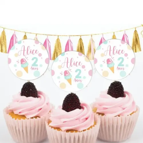 Topper para doces Sorvete