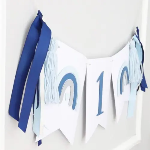 Varal Mesversário - Arco-ìris Boho Chic Azul Marinho