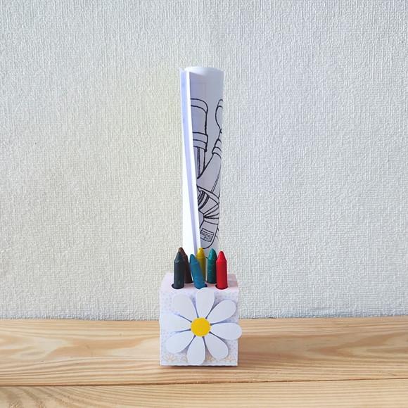 Caixa Cubo de Colorir Personalizada Margaridas