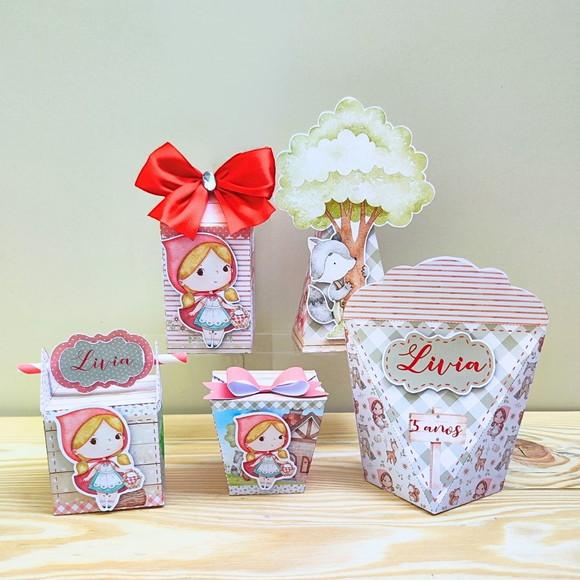 Kit 40 Caixas Personalizadas Chapeuzinho Vermelho
