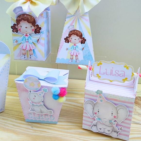 Kit 40 Caixas Personalizadas Circo Rosa