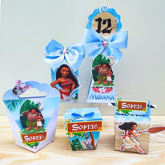 Kit 40 Caixas Personalizadas Moana